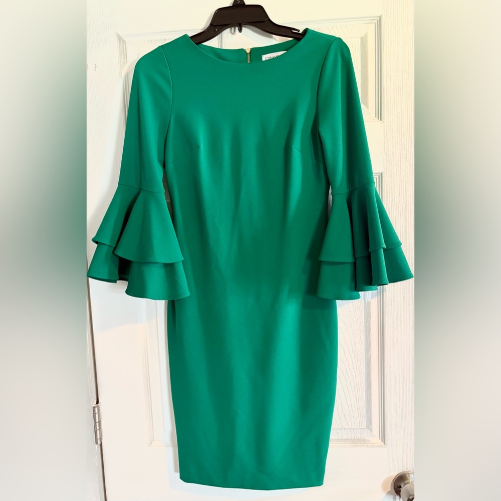Calvin Klein Green Bat Wing Midi Dress
